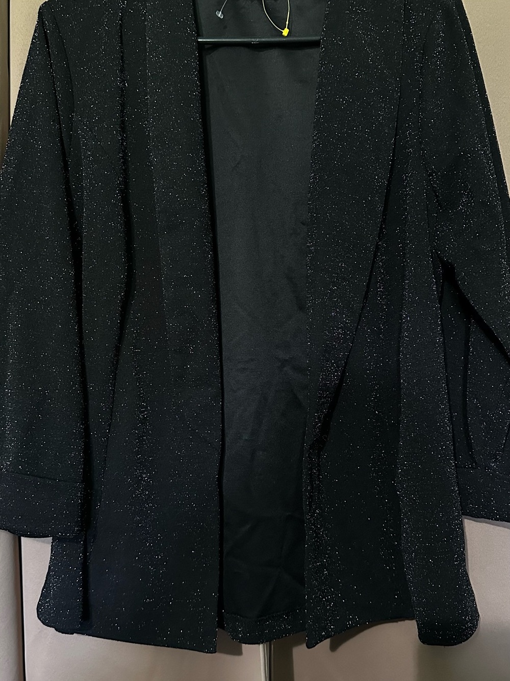 Women's Black Sparkle Open-Front Blazer